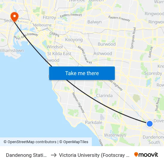Dandenong Station/Foster St to Victoria University (Footscray Nicholson Campus) map