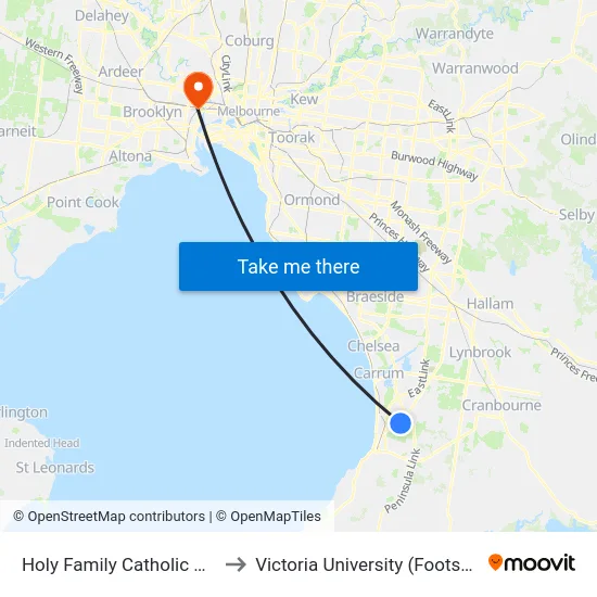 Holy Family Catholic Church/35 Moreton St to Victoria University (Footscray Nicholson Campus) map