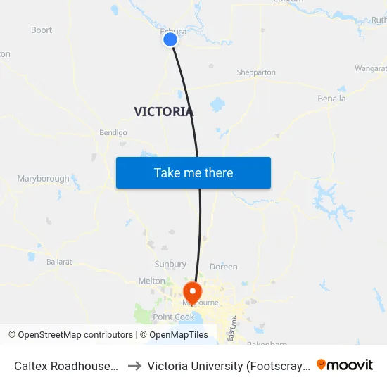 Caltex Roadhouse/Northern Hwy to Victoria University (Footscray Nicholson Campus) map