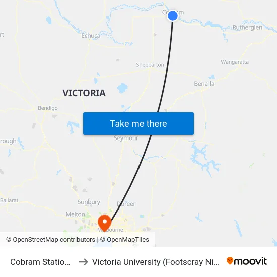 Cobram Station/Punt Rd to Victoria University (Footscray Nicholson Campus) map