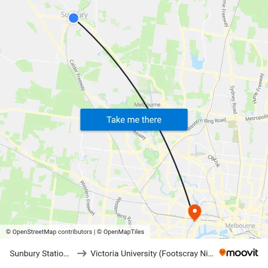 Sunbury Station/Brook St to Victoria University (Footscray Nicholson Campus) map
