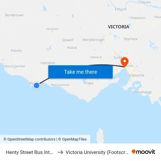 Henty Street Bus Interchange/Henty St to Victoria University (Footscray Nicholson Campus) map