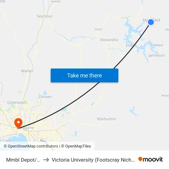 Mmbl Depot/High St to Victoria University (Footscray Nicholson Campus) map