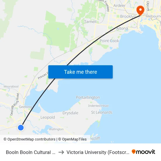 Booln Booln Cultural Centre/Torquay Rd to Victoria University (Footscray Nicholson Campus) map