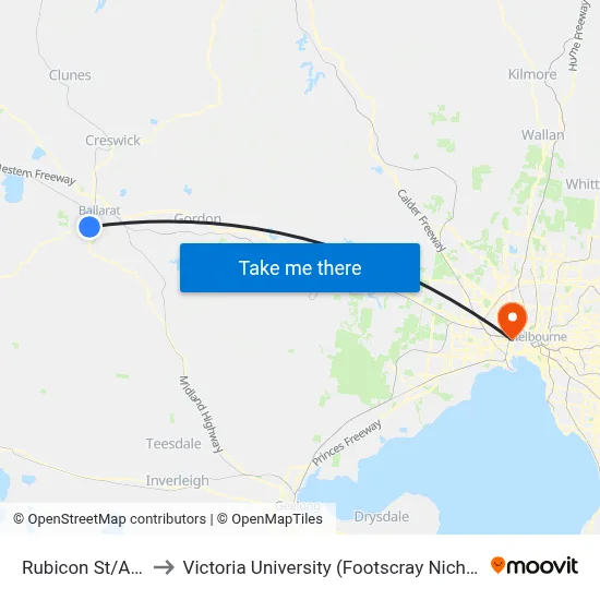 Rubicon St/Alfred St to Victoria University (Footscray Nicholson Campus) map