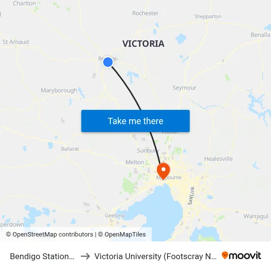 Bendigo Station/Railway Pl to Victoria University (Footscray Nicholson Campus) map