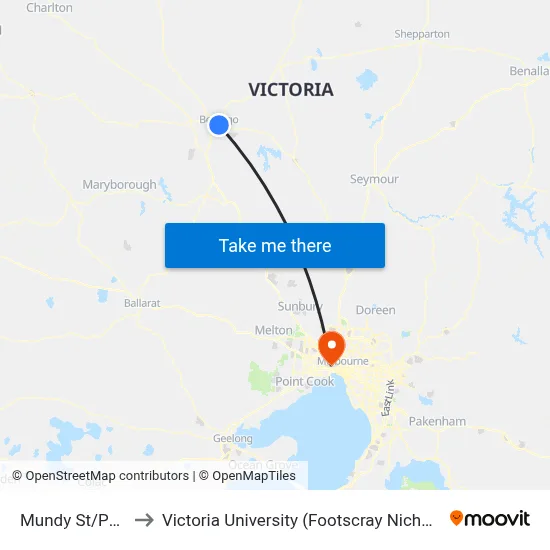 Mundy St/Pall Mall to Victoria University (Footscray Nicholson Campus) map