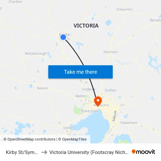Kirby St/Symonds St to Victoria University (Footscray Nicholson Campus) map
