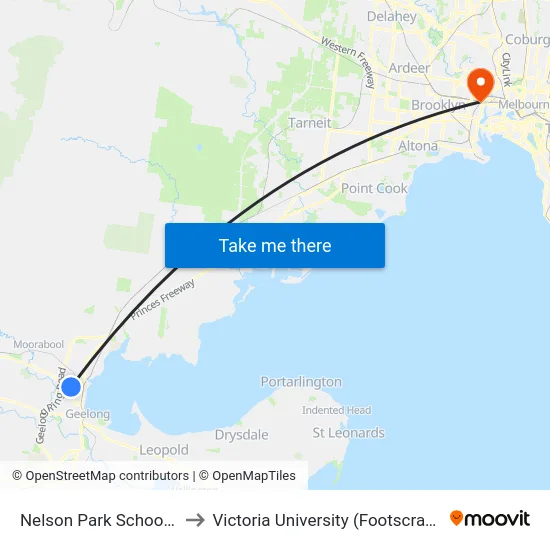 Nelson Park School/Mcclelland St to Victoria University (Footscray Nicholson Campus) map