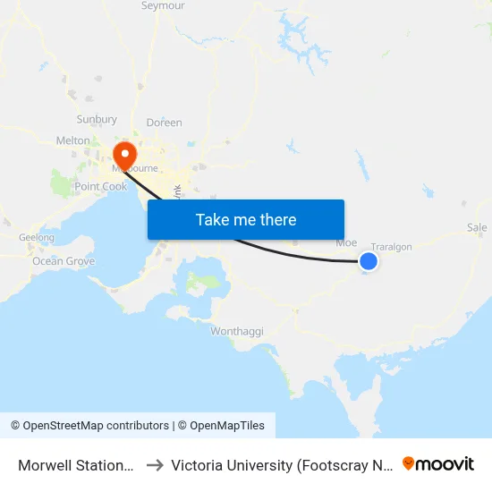 Morwell Station/Princes Dr to Victoria University (Footscray Nicholson Campus) map