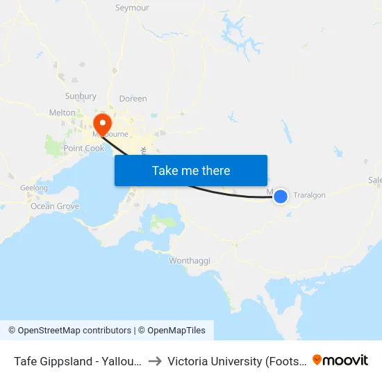 Tafe Gippsland - Yallourn Campus/Monash Rd to Victoria University (Footscray Nicholson Campus) map