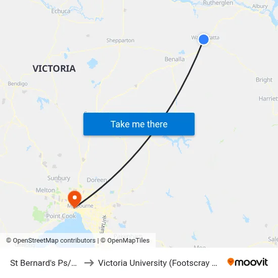 St Bernard's Ps/Williams Rd to Victoria University (Footscray Nicholson Campus) map