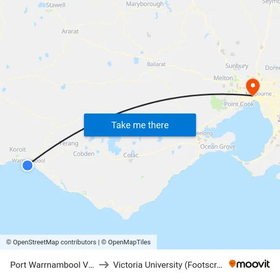 Port Warrnambool Village/Pertobe Rd to Victoria University (Footscray Nicholson Campus) map