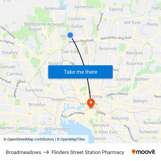 Broadmeadows to Flinders Street Station Pharmacy map