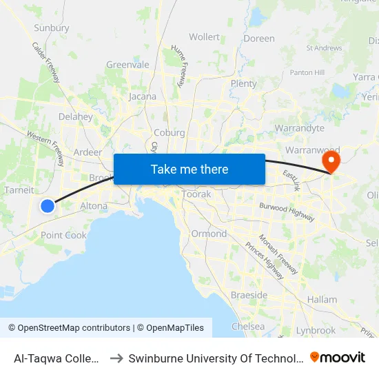 Al-Taqwa College/Sayers Rd to Swinburne University Of Technology - Croydon Campus map