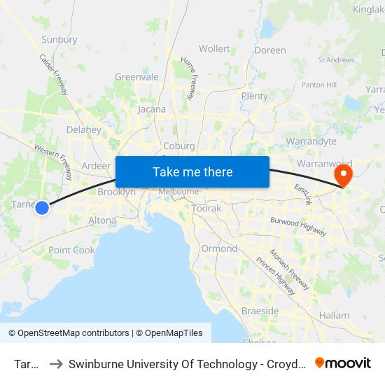 Tarneit to Swinburne University Of Technology - Croydon Campus map