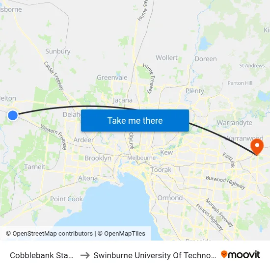 Cobblebank Station/Coach St to Swinburne University Of Technology - Croydon Campus map