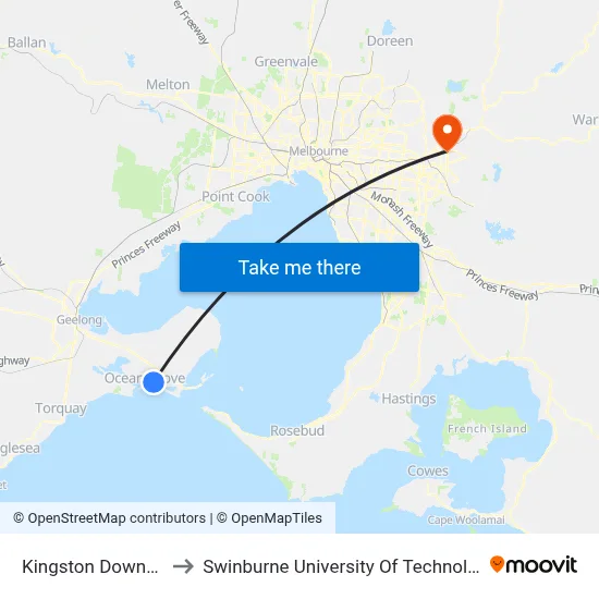 Kingston Downs Dr/Shell Rd to Swinburne University Of Technology - Croydon Campus map
