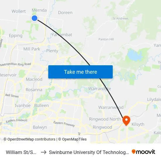 William St/Sackville St to Swinburne University Of Technology - Croydon Campus map