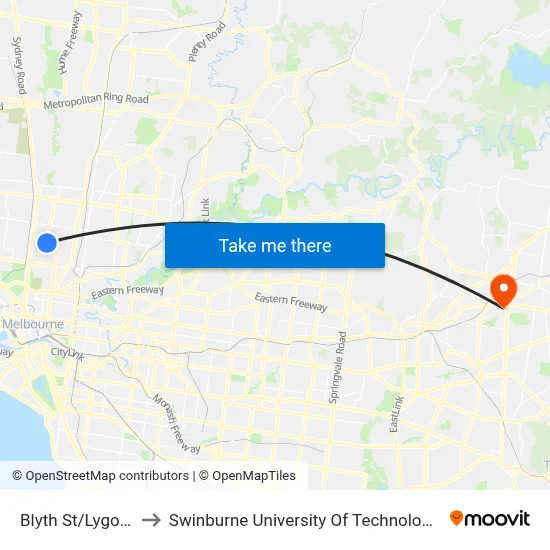 Blyth St/Lygon St #125 to Swinburne University Of Technology - Croydon Campus map