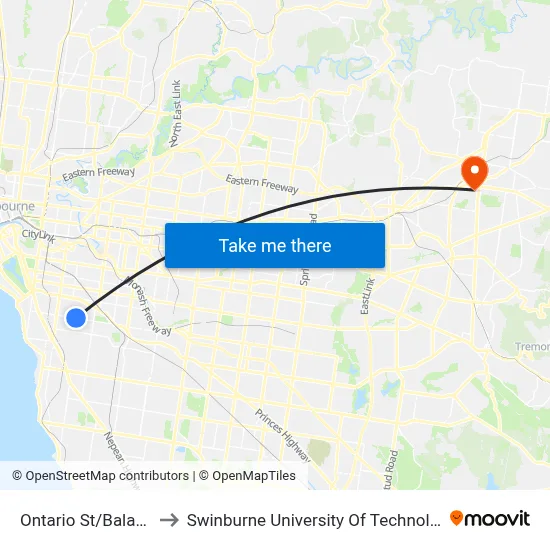 Ontario St/Balaclava Rd #44 to Swinburne University Of Technology - Croydon Campus map