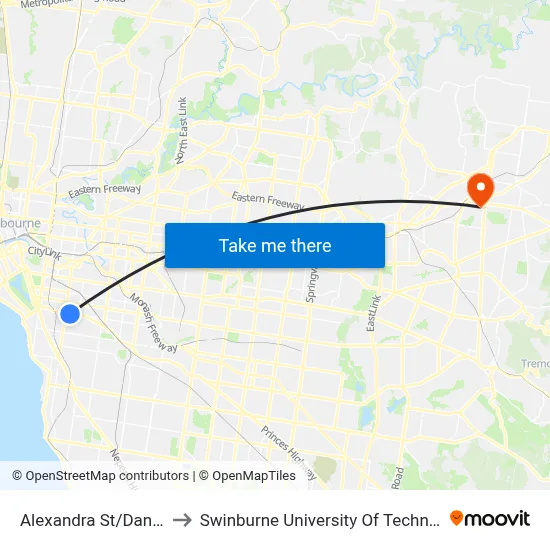 Alexandra St/Dandenong Rd #36 to Swinburne University Of Technology - Croydon Campus map