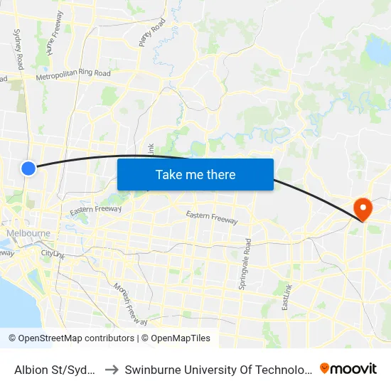 Albion St/Sydney Rd #26 to Swinburne University Of Technology - Croydon Campus map