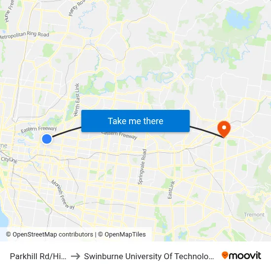 Parkhill Rd/High St #36 to Swinburne University Of Technology - Croydon Campus map