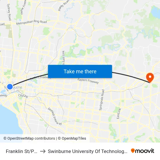 Franklin St/Peel St #8 to Swinburne University Of Technology - Croydon Campus map