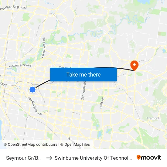 Seymour Gr/Burke Rd #59 to Swinburne University Of Technology - Croydon Campus map