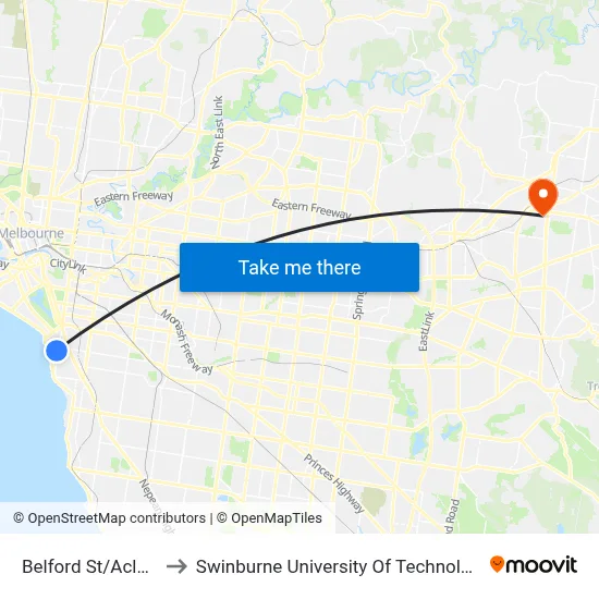Belford St/Acland St #139 to Swinburne University Of Technology - Croydon Campus map