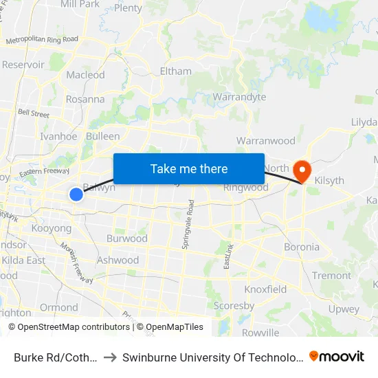 Burke Rd/Cotham Rd #42 to Swinburne University Of Technology - Croydon Campus map