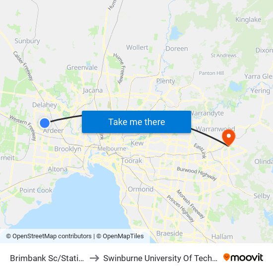 Brimbank Sc/Station Rd (Deer Park) to Swinburne University Of Technology - Croydon Campus map