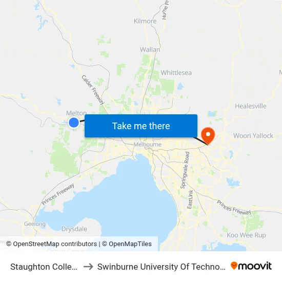 Staughton College/Wilson Rd to Swinburne University Of Technology - Croydon Campus map