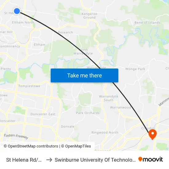 St Helena Rd/Weidlich Rd to Swinburne University Of Technology - Croydon Campus map
