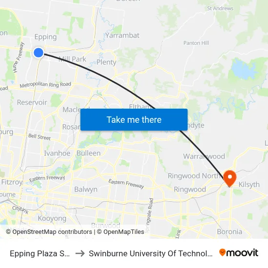 Epping Plaza Sc/Cooper St to Swinburne University Of Technology - Croydon Campus map