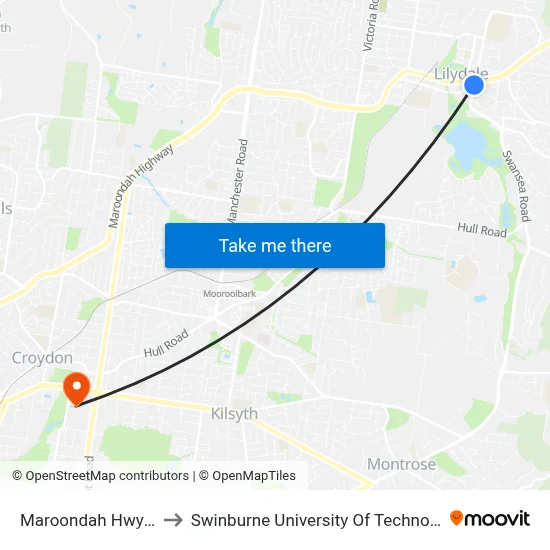 Maroondah Hwy/Anderson St to Swinburne University Of Technology - Croydon Campus map