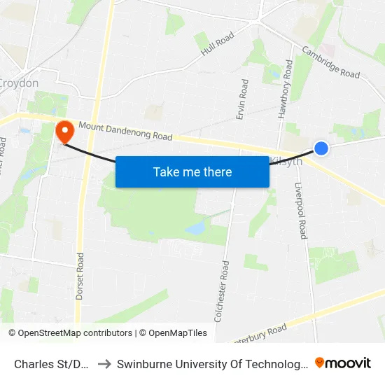 Charles St/Durham Rd to Swinburne University Of Technology - Croydon Campus map