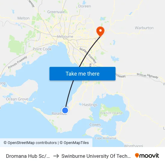 Dromana Hub Sc/Point Nepean Rd to Swinburne University Of Technology - Croydon Campus map