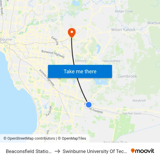Beaconsfield Station/Beaconsfield Ave to Swinburne University Of Technology - Croydon Campus map