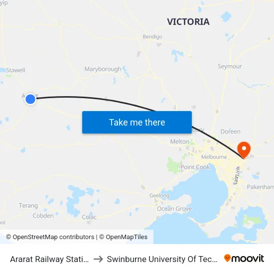 Ararat Railway Station/High St to Swinburne University Of Technology - Croydon Campus map