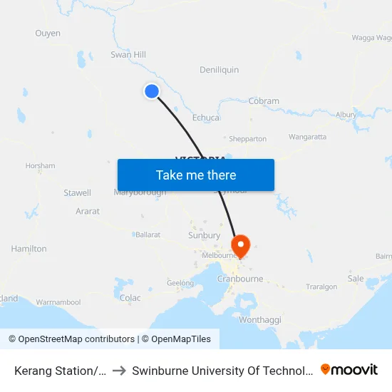 Kerang Station/Boundary St to Swinburne University Of Technology - Croydon Campus map