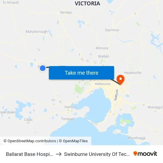 Ballarat Base Hospital/Drummond St N to Swinburne University Of Technology - Croydon Campus map