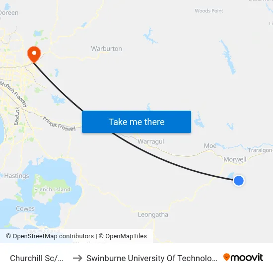 Churchill Sc/Georgina Pl to Swinburne University Of Technology - Croydon Campus map