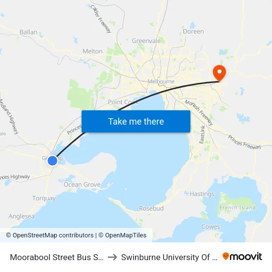 Moorabool Street Bus Stops/Moorabool St to Swinburne University Of Technology - Croydon Campus map