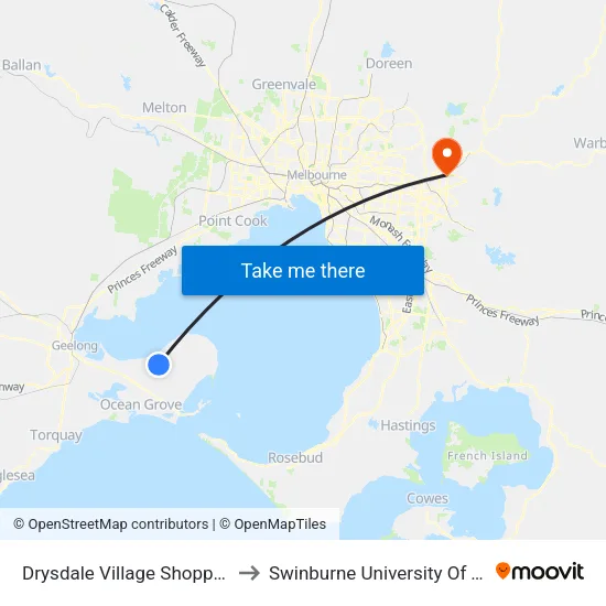 Drysdale Village Shopping Centre/High St to Swinburne University Of Technology - Croydon Campus map