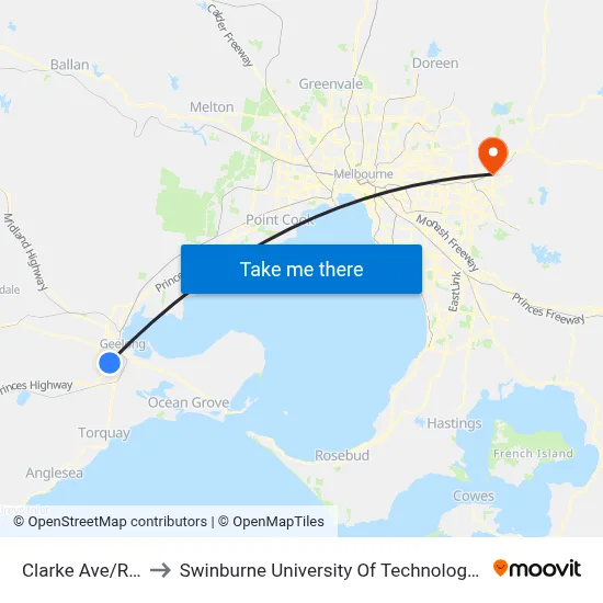 Clarke Ave/Roslyn Rd to Swinburne University Of Technology - Croydon Campus map