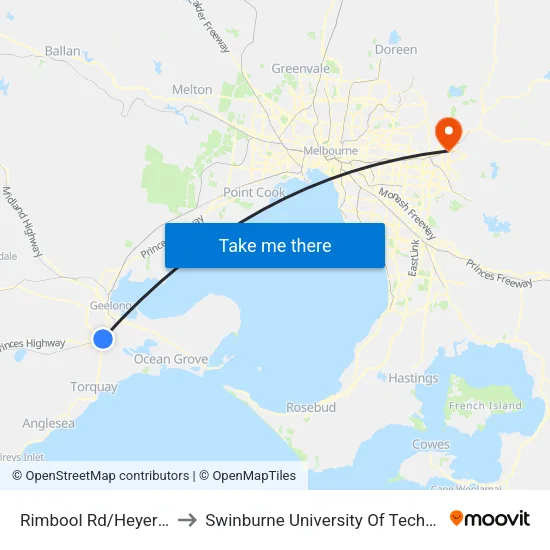 Rimbool Rd/Heyers Rd to Swinburne University Of Technology - Croydon Campus map
