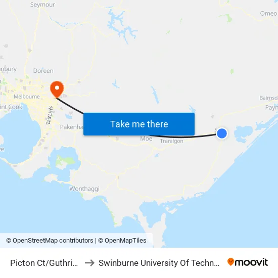 Picton Ct/Guthridge Pde to Swinburne University Of Technology - Croydon Campus map