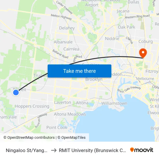 Ningaloo St/Yanga Ave to RMIT University (Brunswick Campus) map